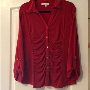 Ellen Tracy Long Sleeved Red Blouse
